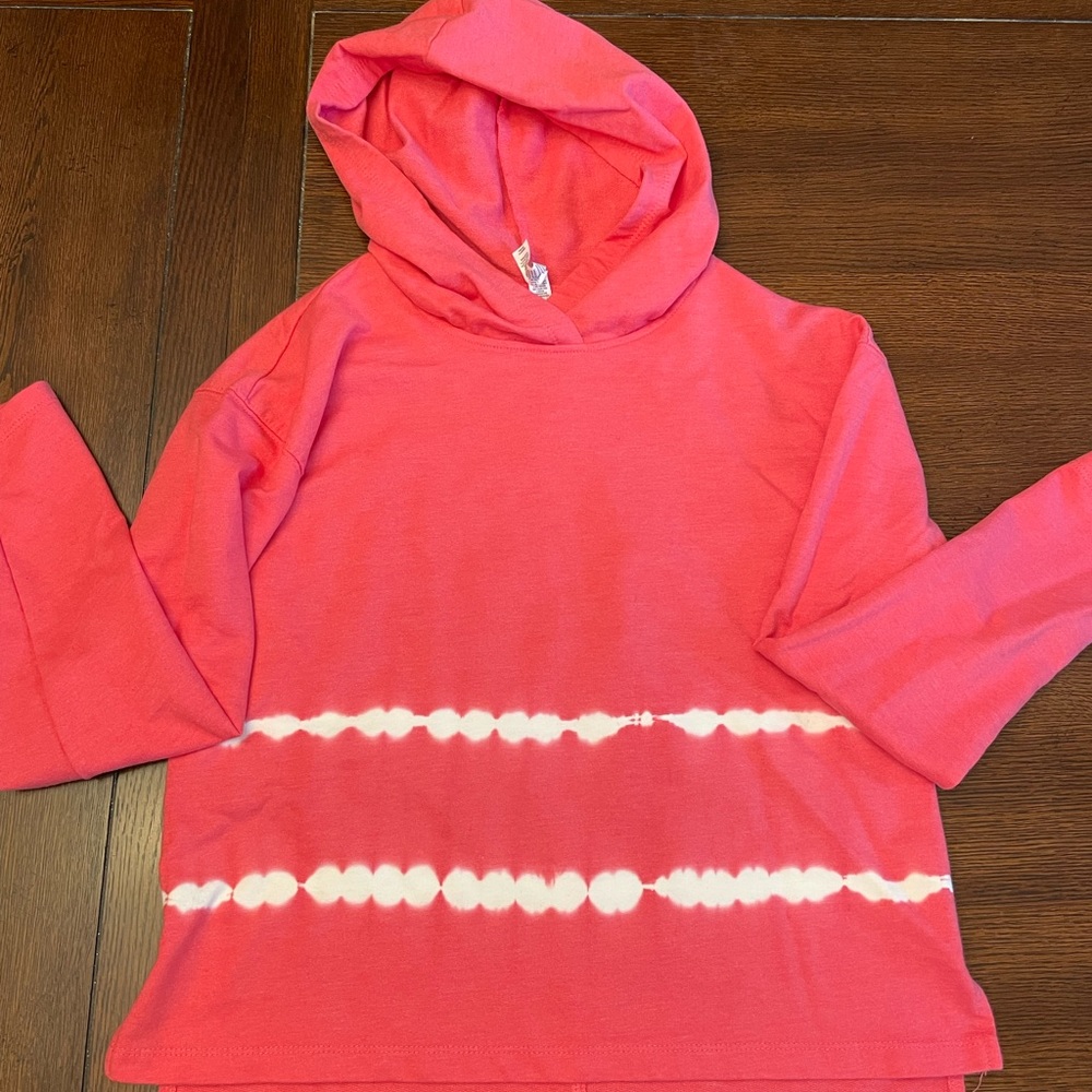 Pink/White Hooded Tie-Dye Sweatshirt